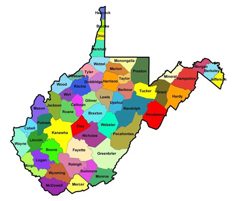 Map of counties in West Virginia